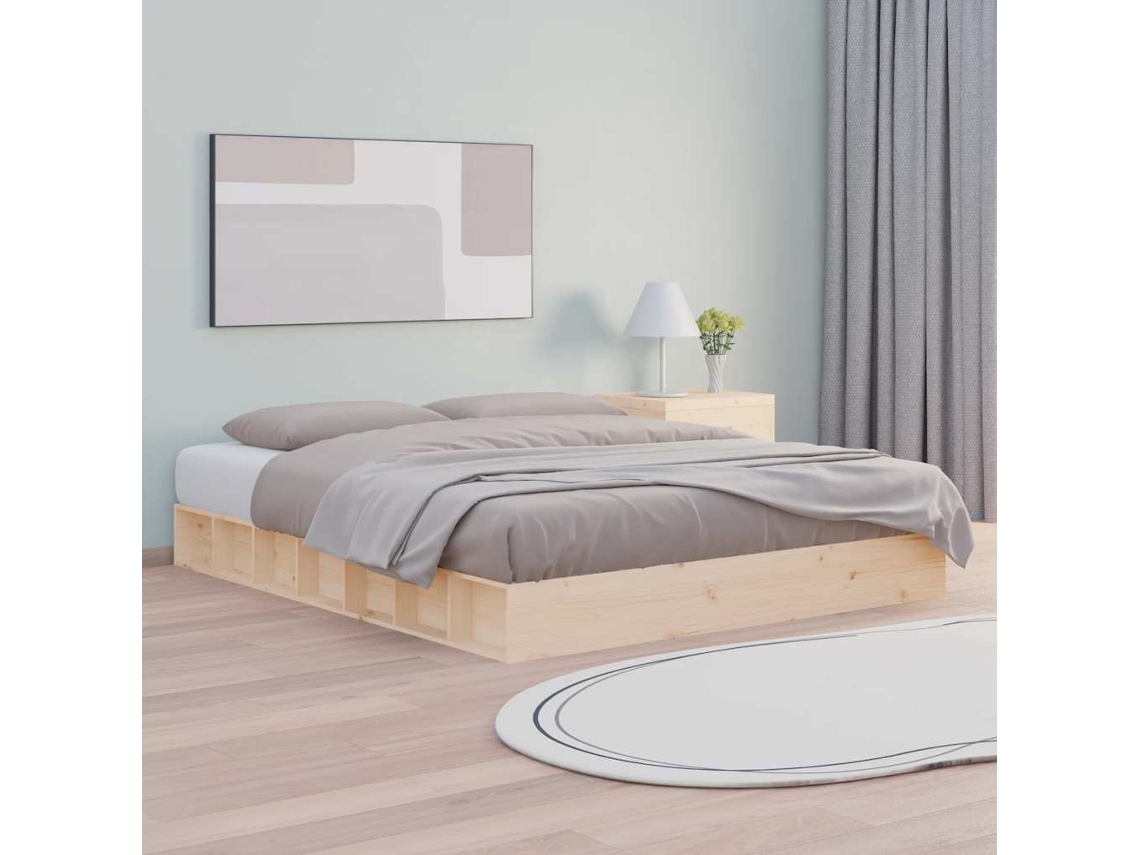 Cama De Matrimonio | Cama Para Adultos | Estructura De Cama De Madera Maciza 150x200 Cm
