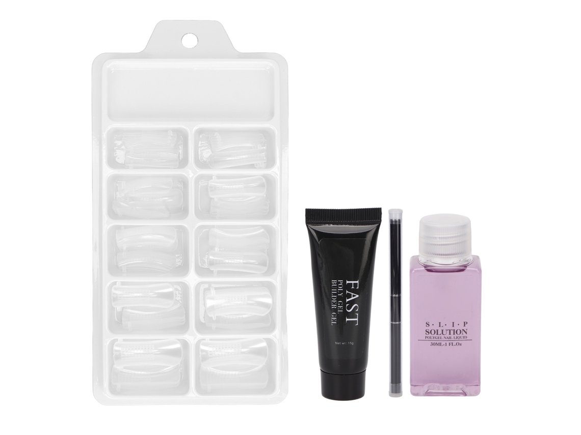 Kit De Gel Para Extensão De Unhas Com Pincel Duplo, Solução Antiaderente 30ml E Gel De Construção 15g