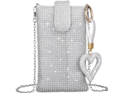 Bolso De Hombro Plateado Para Teléfono Móvil, Bolso De Noche Brillante Para Mujer, Para