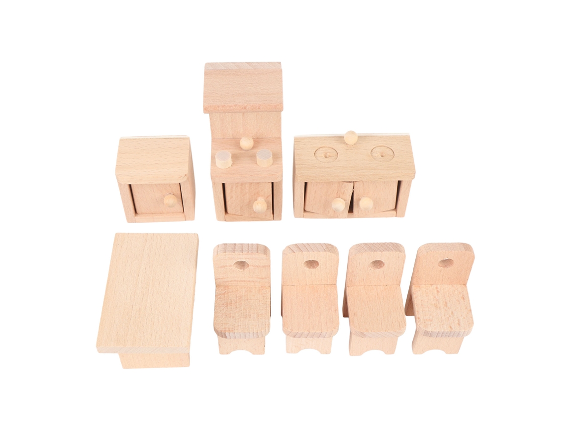 Ats-juego De Muebles De Cocina En Madera Miniatsura, Accesorios Para Casa Mini, Regalo De Cumpleaños Para Niños Y Niñas