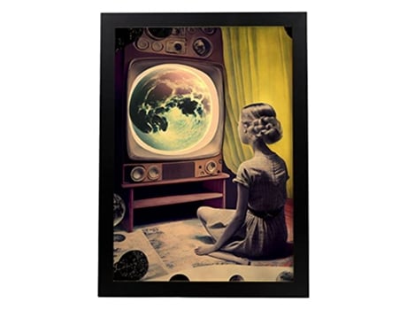 NACNIC Poster Alunizaje En Estilo Surrealismo Cinematográfico Ilustraciones Y Grabados De Historieta Abstracta Y Artística A3 Marcos Negros