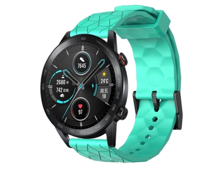 Correa de reloj inteligente para Honor MagicWatch2 42 mm 20 mm Patrón de fútbol Correa de silicona de color sólido (verde azulado)