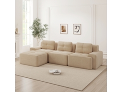 Sofá Modular L 3 Plazas - Boneless, Con Ottoman, Corduroy, Montaje Fácil - Beige