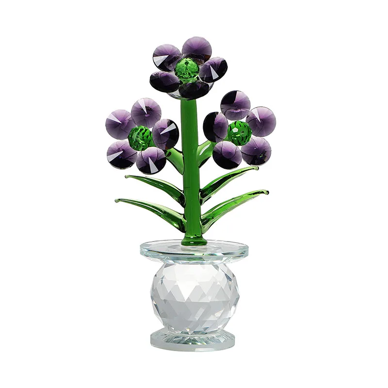 Adorno Floral De Tres Pétalos De Cristal Violeta (morado) Para Decoración Del Hogar Y Bodas.