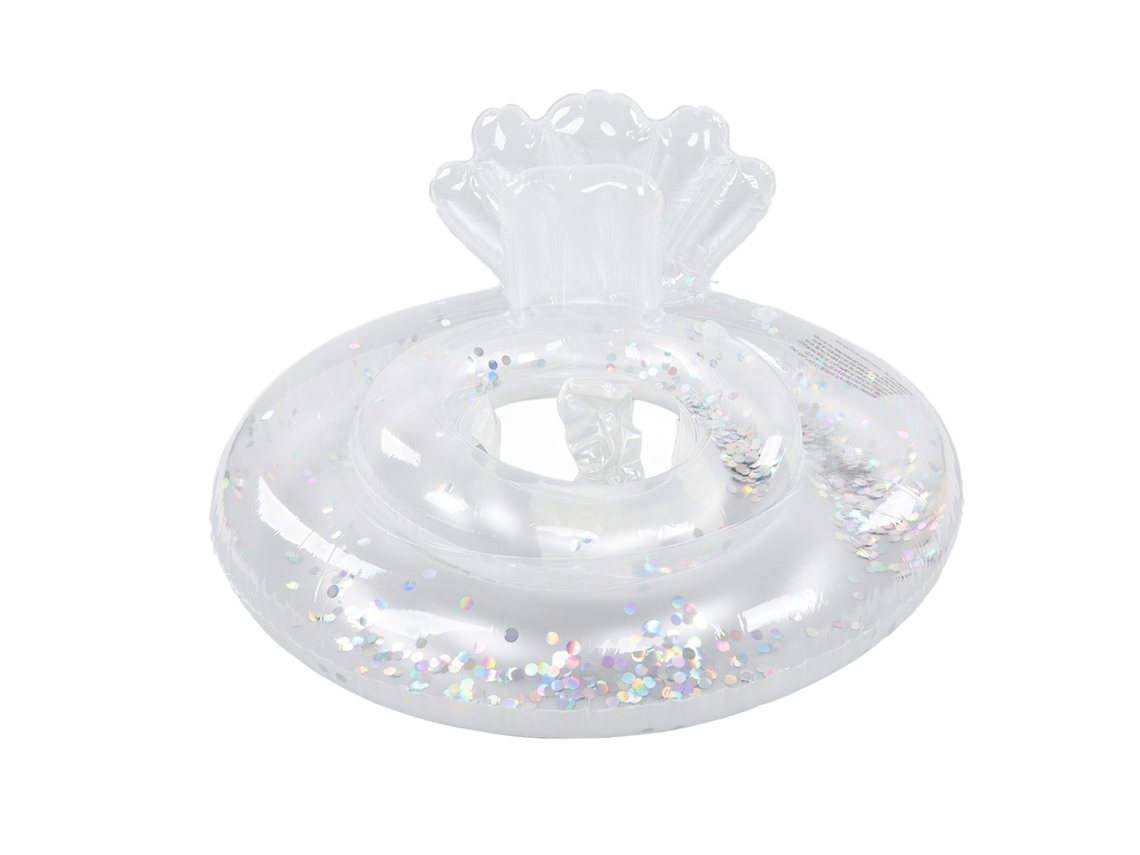 Pelota de natación para bebés, plateada, con anillo antivuelco, de 1 a 4 años.