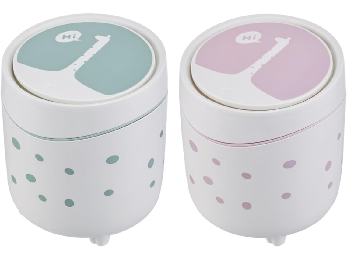Papelera pequeña de escritorio de 2 piezas con tapa, mini papelera de plástico para oficina y dormitorio. SFUSHOS