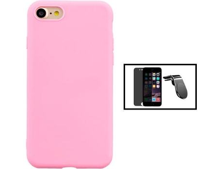 Kit Carcasa + Protector de Pantalla Privacidad + Soporte iPhone SE 2022 G4M Rosa