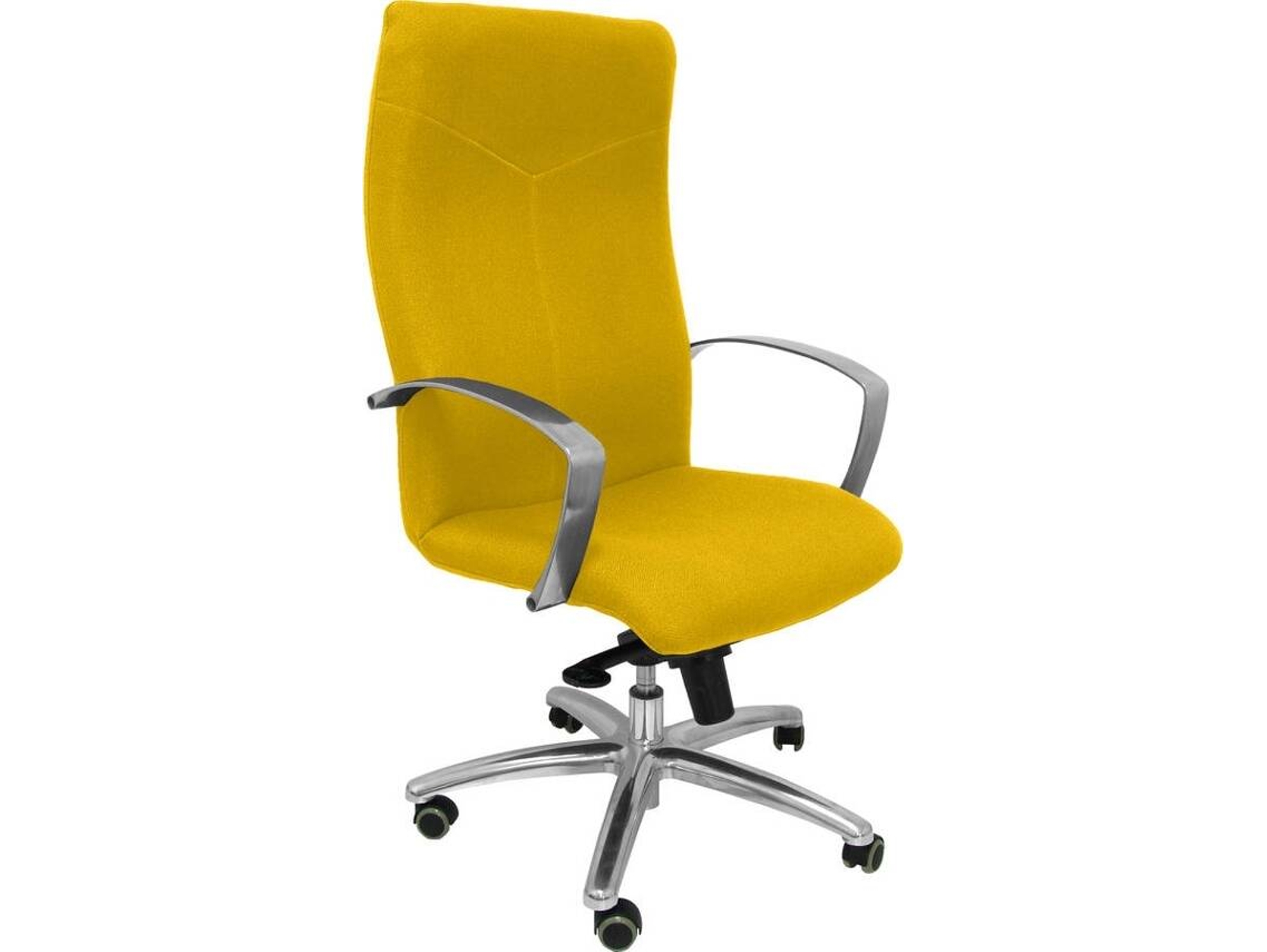 Silla de Escritorio Ejecutiva PYC Caudete Amarillo con ruedas antiarañazos (Brazos Fijos - Tejido)