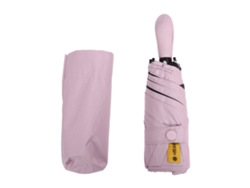 Miniparaguas de viaje, protección solar, lluvia, compacto, 5 pliegues, portátil, plegable, para exteriores, rosa