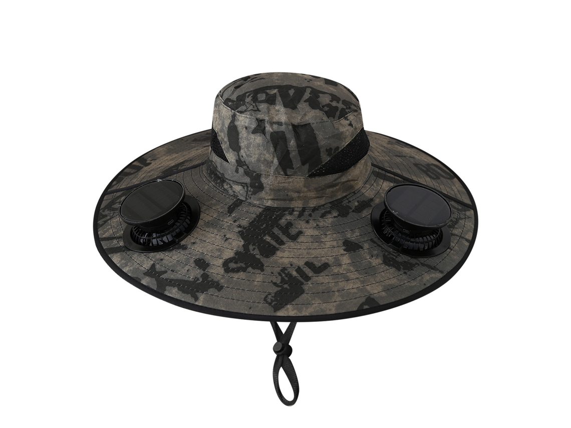 (camuflaje Verde Militar) Sombrero De Sol Eléctrico De Ala Ancha Con Ventilador Para Hombre, Protección Uv.