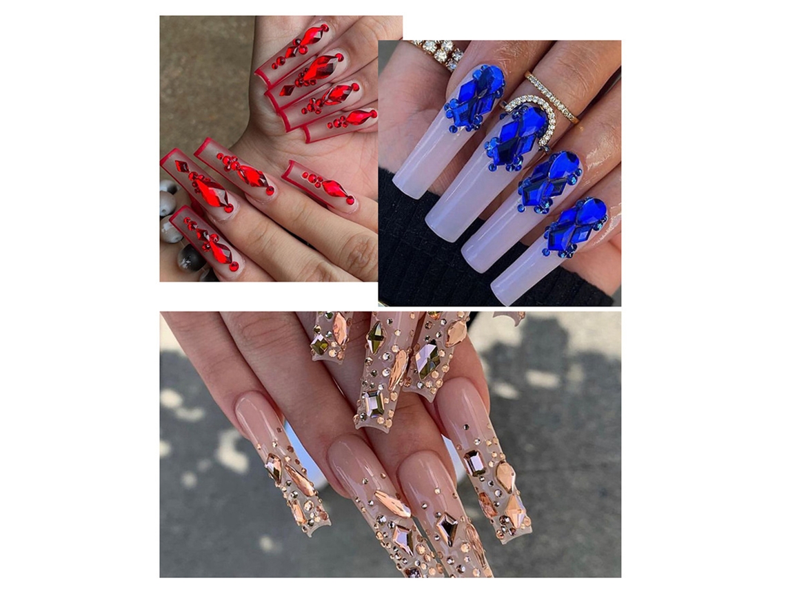 Set de herramientas de manicura con diamantes planos, lápices de diamantes especiales de 12 cuadrículas + pinzas curvas para decoración de uñas.