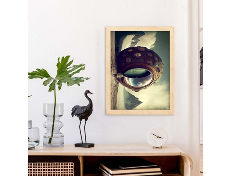 NACNIC Poster Casa Redonda En Estilo Surrealismo Cinematográfico Ilustraciones Y Grabados De Historieta Abstracta Y Artística A4 Marcos Negros