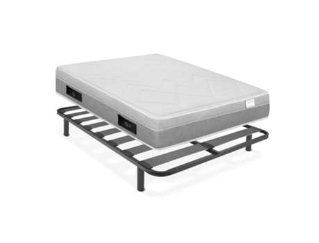 Somier Metálico WIN REST Flexy 135x200 + Colchón Viscoelástico Poseidón (Gris)
