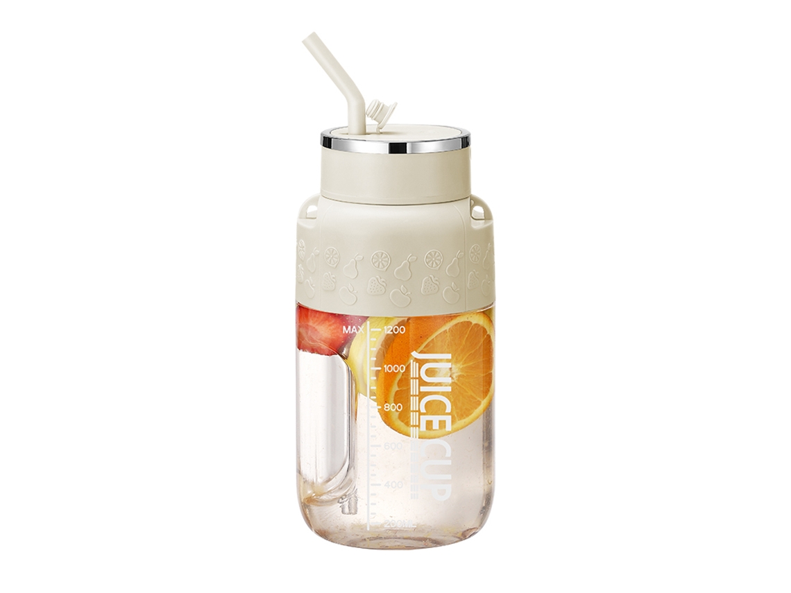 Vasos para licuadora portátil K3, 1200 ml. Carga USB. Color blanco crema. Gran capacidad para uso doméstico. Sfushos