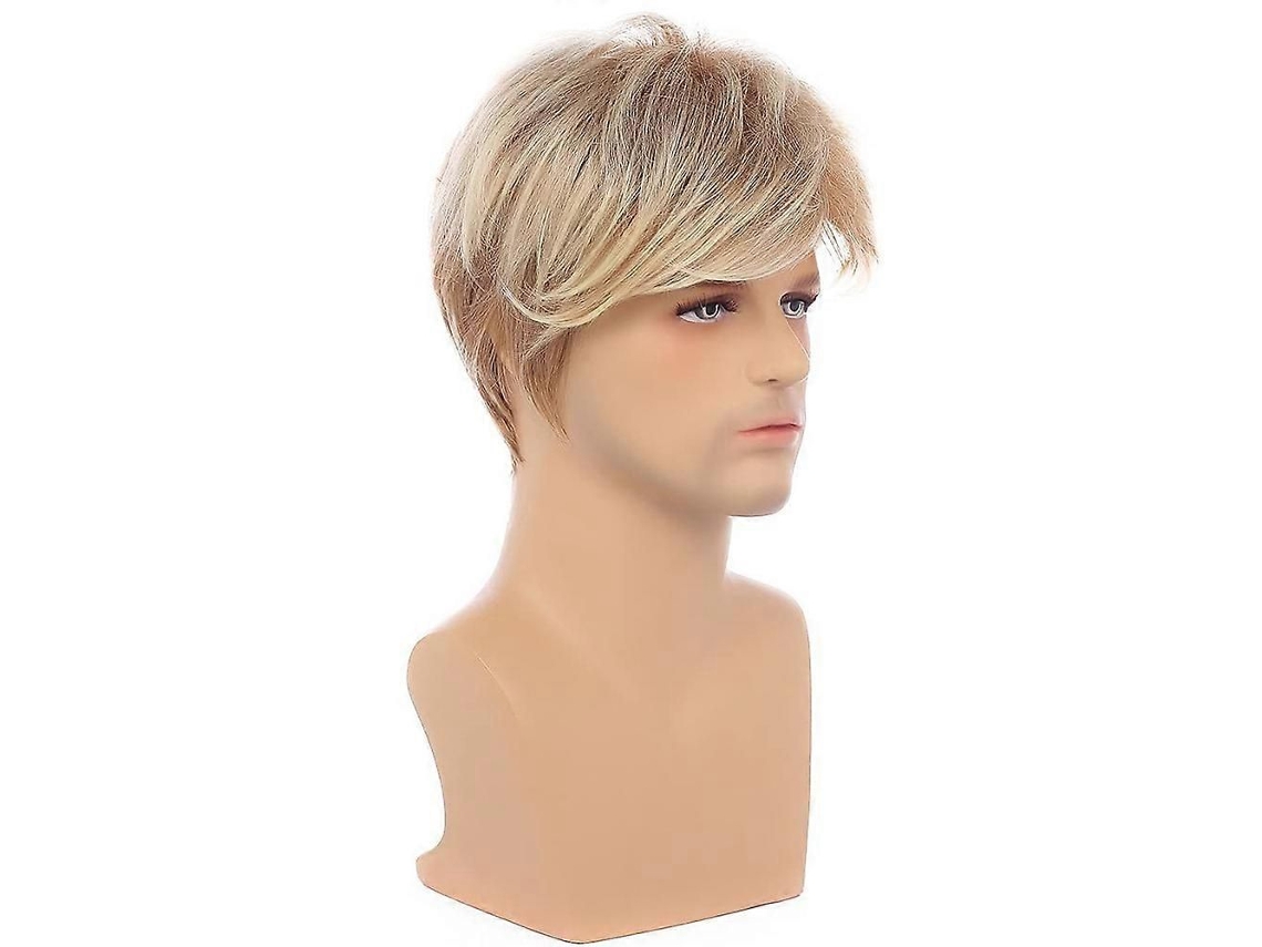 Peluca sintética rubia corta en capas para hombre, resistente al calor, para cosplay, con gorro incluido. TAISHENGDA