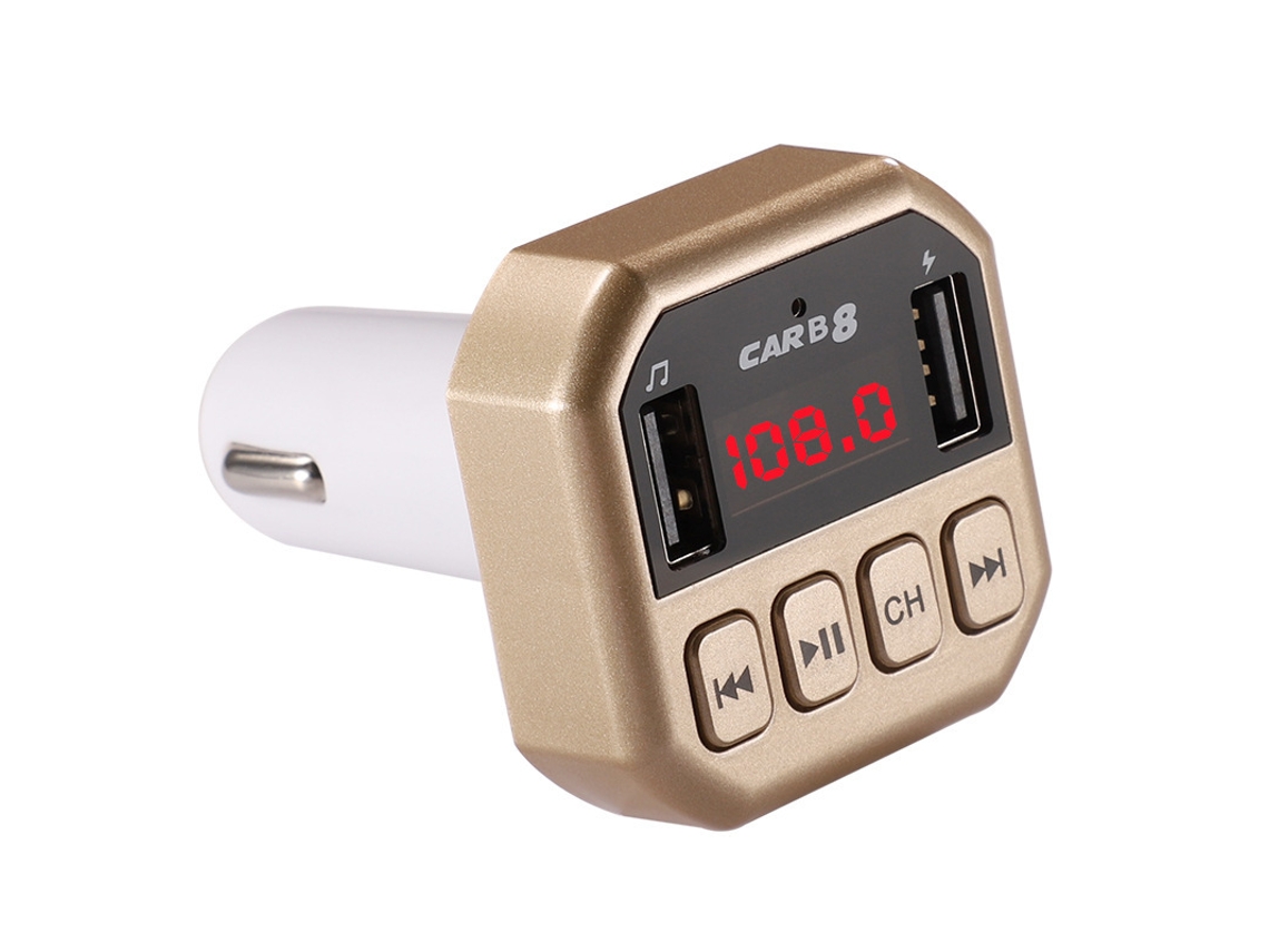 Transmisor de FM YIZHOOD B8 Mp3 Bluetooth 5.0 Dual USB Cargador de coche U disco / Tarjeta TF sin pérdidas oro