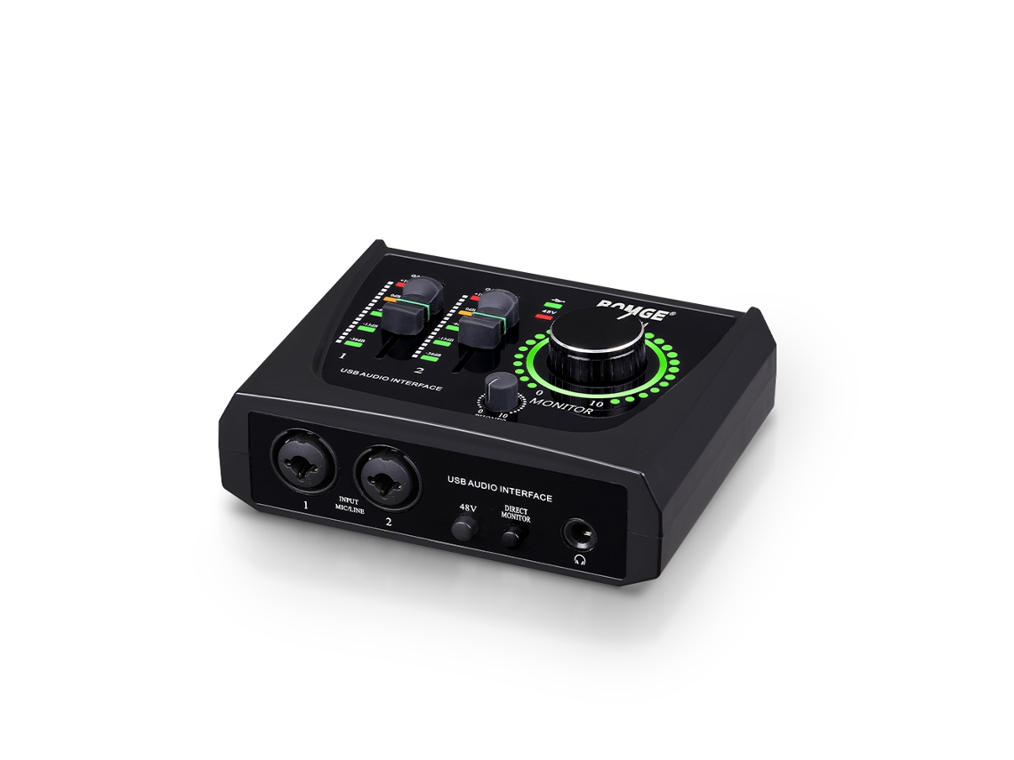 Mini tarjeta de sonido con interfaz de audio USB de doble canal y alimentación fantasma XLR/48 V. Mdug
