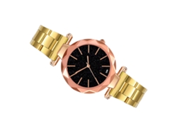 Reloj De Pulsera De Cuarzo Para Mujer Con Esfera Estrellada Y Elegante Correa Informal De Acero Dorado.