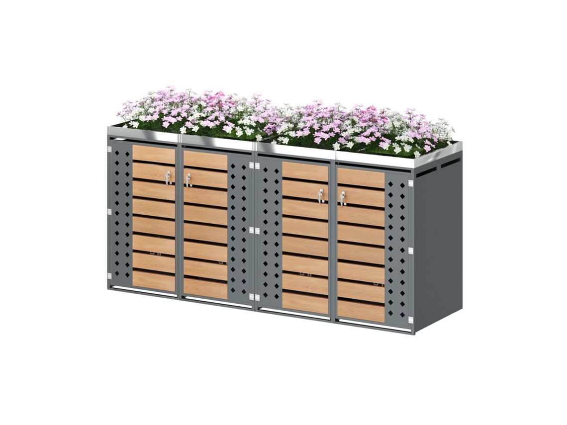 Armario Para Papeleras Diamond De 4 Puertas Con Paneles De Madera Y Cerradura.