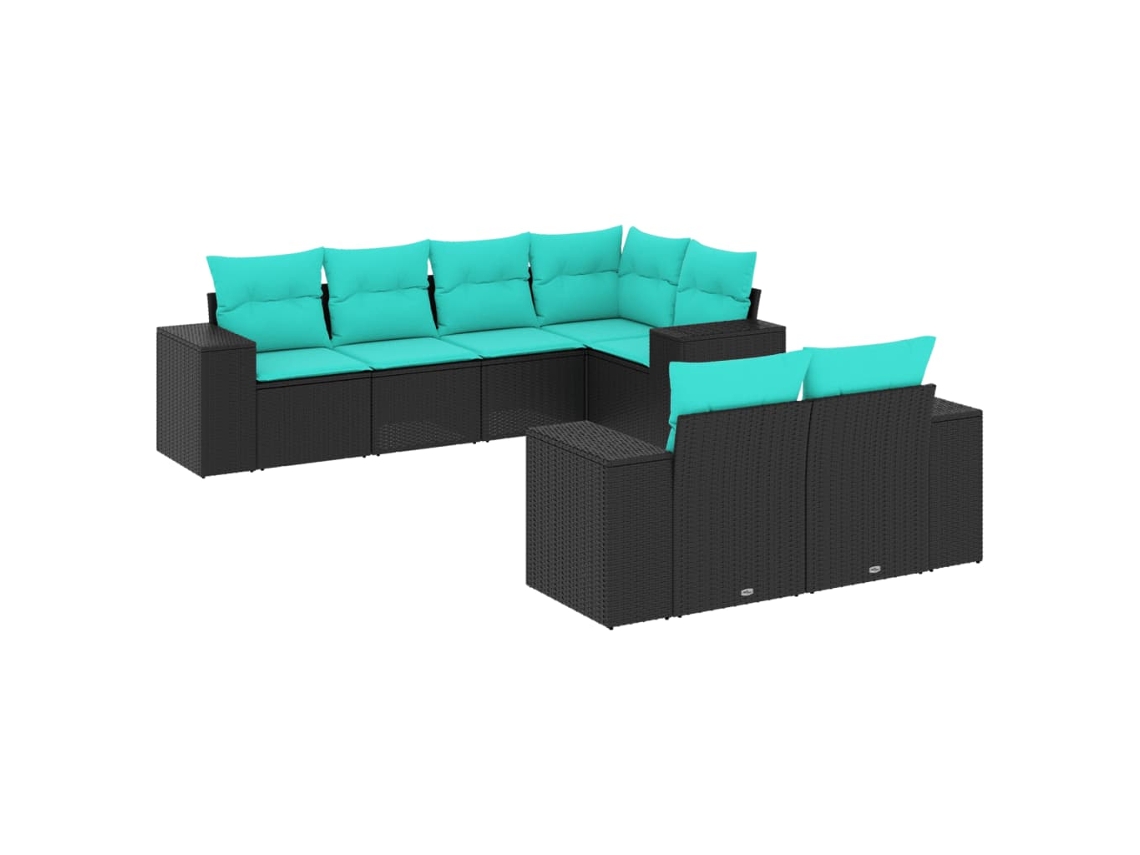 Maison Exclusive - Conjunto De Sofá De Jardín De 7 Piezas Con Cojines, De Poliratán Negro