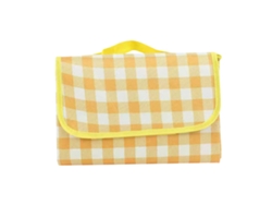 Manta De Picnic Plegable, Portátil, Impermeable, De Tejido No Tejido, De Capa Profunda, Color Amarillo A Cuadros, 200x200cm