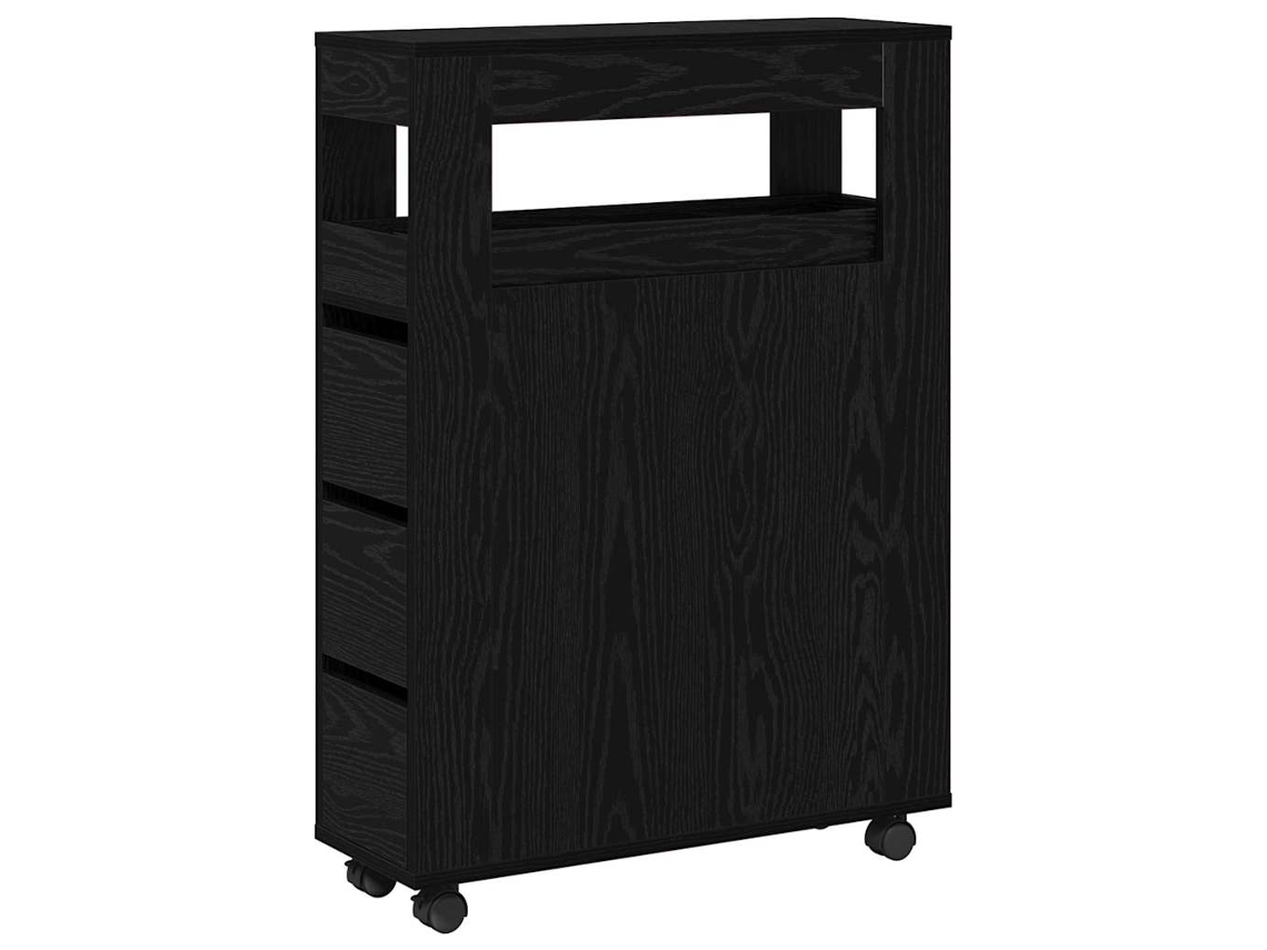 Maison Exclusive - Juego De Muebles De Baño Con Rueda Roble Negro 65 X 23 X 87 Cm
