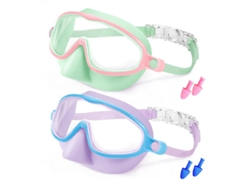 Gafas de natación infantiles 600a-b Rosa bebé Verde transparente + Azul cielo Morado transparente (en caja)