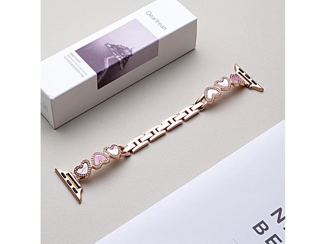 Correa de metal para Apple Watch de 42/41/40/38 mm con forma de corazón FWINL