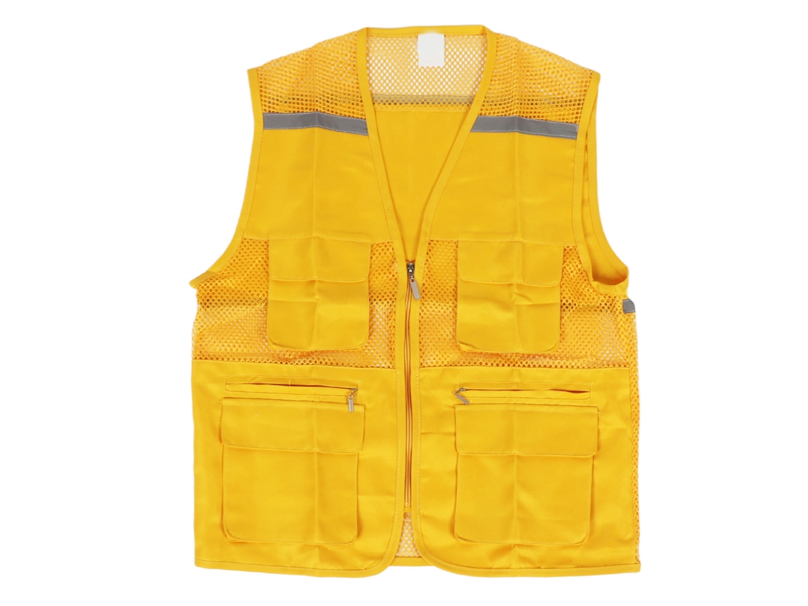 Chaqueta amarilla para voluntarios con múltiples bolsillos para eventos, talla XL