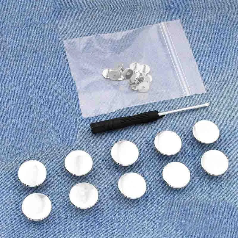 10 Botones Y Broches De Metal Destornillador Ajustables, Desmontables Y Reutilizables.