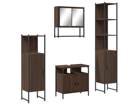 Conjunto 4 de muebles baño VIDAXL madera contrachapada roble marrón
