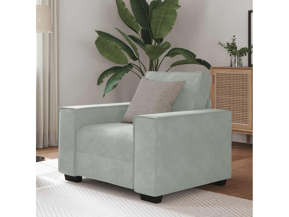 Sillón De Relax | Sillón Sofá Gris Claro 60 Cm Terciopelo Wsd440745