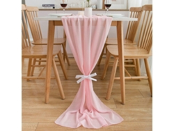 Rebe-mantel De Mesa 300x70cm Rosa Para Boda Y Cumpleaños Decoración De Mesa Con Tiras Blancas
