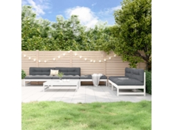 Conjunto de salón de jardín de 2 piezas de pino macizo blanco Dkd Home Decor