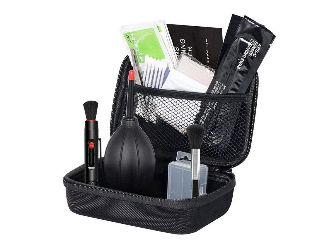 Kit Profesional De Limpieza De Cámaras Con Soplador De Aire, Bastoncillos De Algodón, Lápiz Limpiador Y Accesorios Esenciales - Negro