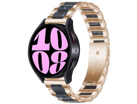Correa de reloj inteligente para Samsung Galaxy Watch 6/6 Classic Three Bead Resin Metal Watch Band (oro rosa azul)