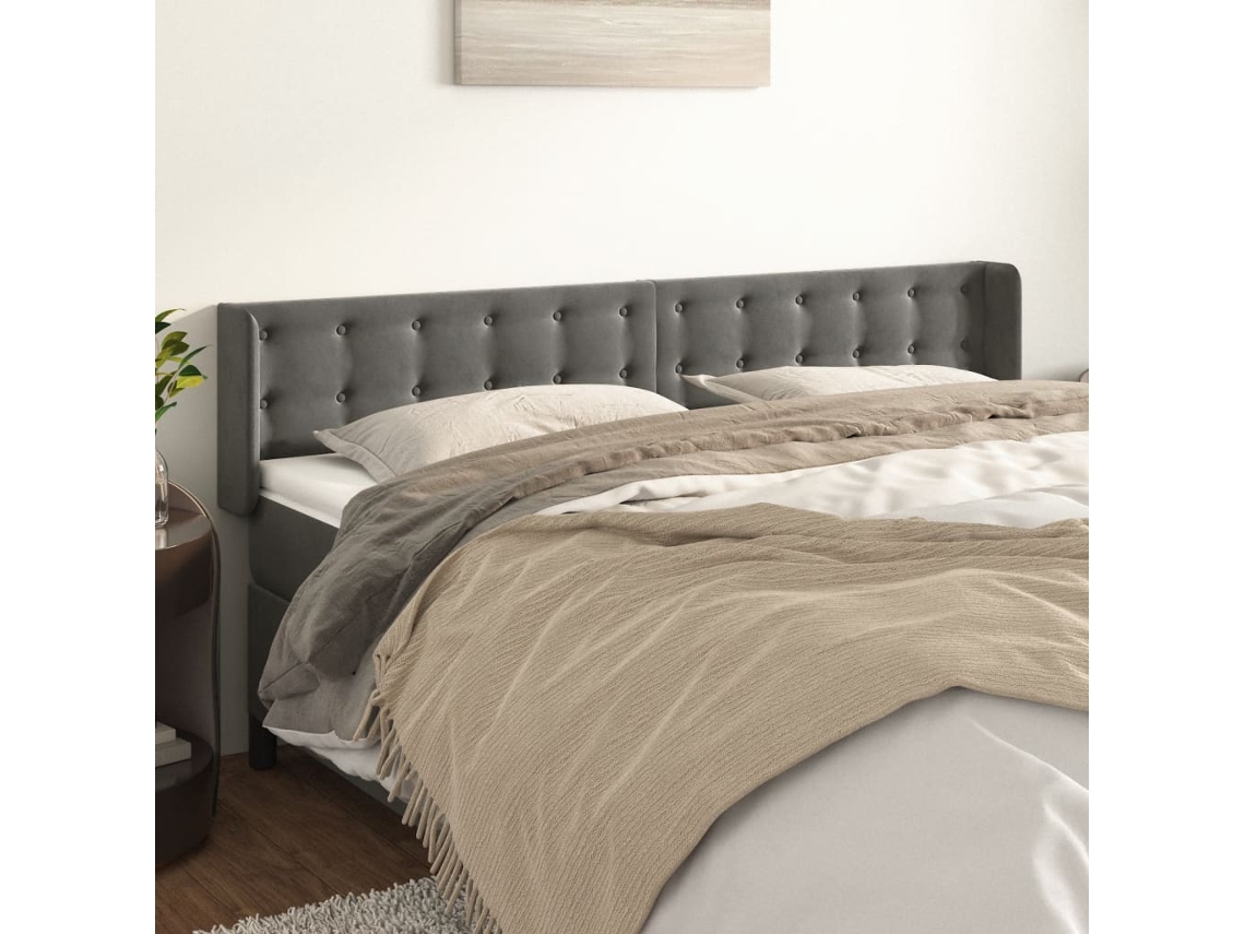 Cabecero De Terciopelo Gris Oscuro 163x16x78/88 Cm