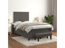 Cama Box Spring Con Colchón Terciopelo Gris Oscuro 120x200 Cm