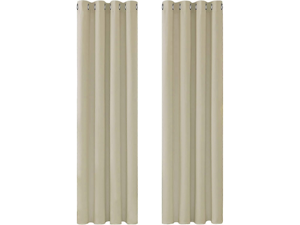 Rebe-cortinas Opacas Aislantes Térmicas 2 Piezas, 132x160cm, Beige Oscuro