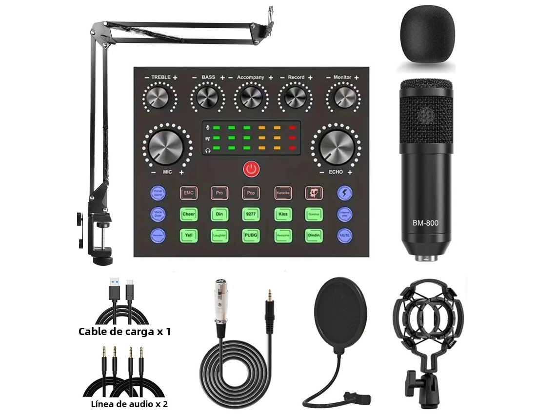 Tarjeta de sonido compatible con el micrófono BM800 y equipo de grabación y transmisión de música. MDUG (solo tarjeta de sonido).