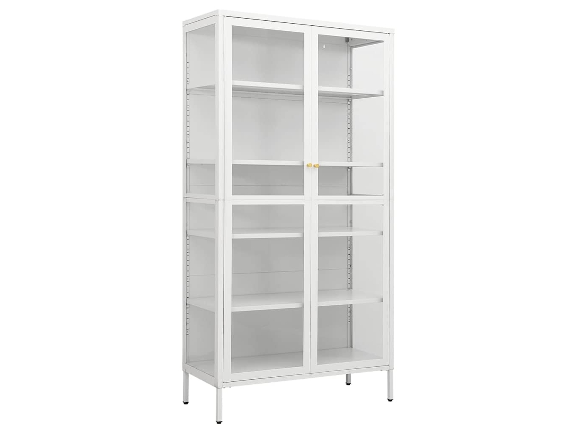 Maison Exclusive - Vitrina De Acero Y Vidrio Templado Blanca 90x40x180 Cm