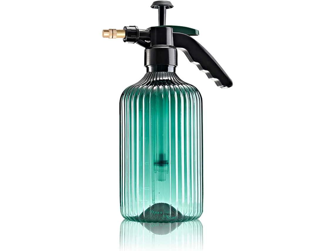 Elegante pulverizador de plantas para jardinería de interior, dispensador de jabón de vidrio con pulverización y presión personalizables para usos múltiples.