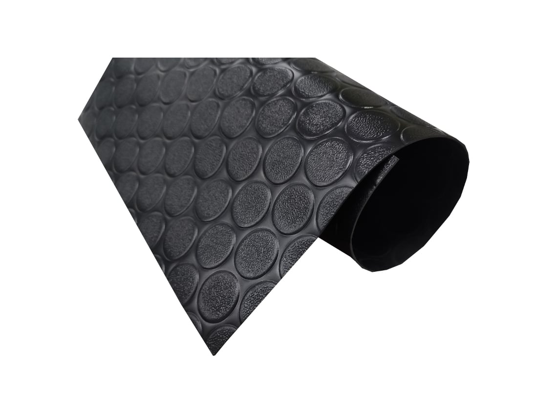 Suelo Goma - Botones Negro - 1mm - 100x200cm - Composición 100% PVC - Suelo Caucho - Suelo PVC - Suelo Protector