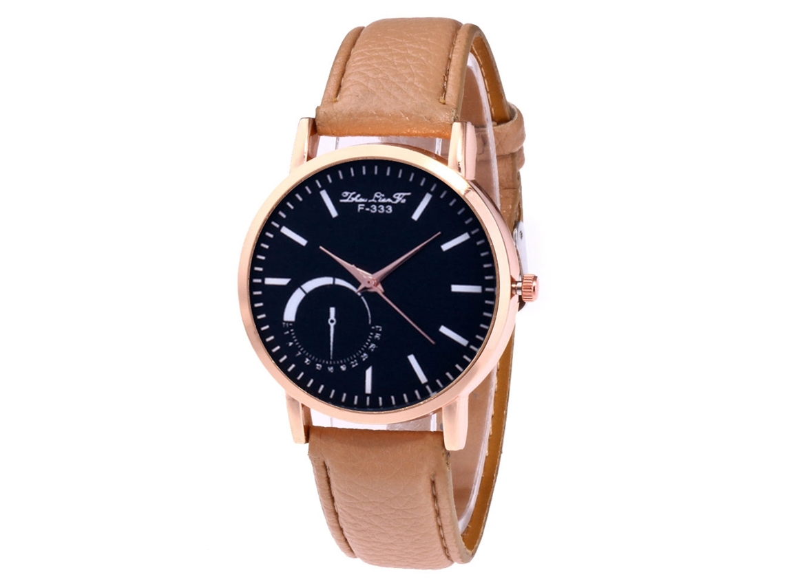 Reloj Analógico De Cuarzo Para Hombre Con Correa De Cuero Pu Zhoulianfa (beige Amarillo)