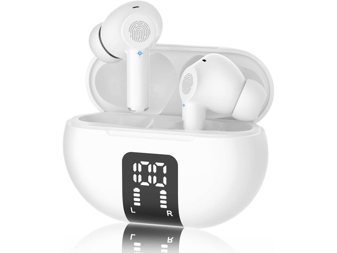 Auriculares Inalámbricos Horas Tiempo Reproducción Led Intra YEMAESRE Tela Bluetooth Blanco