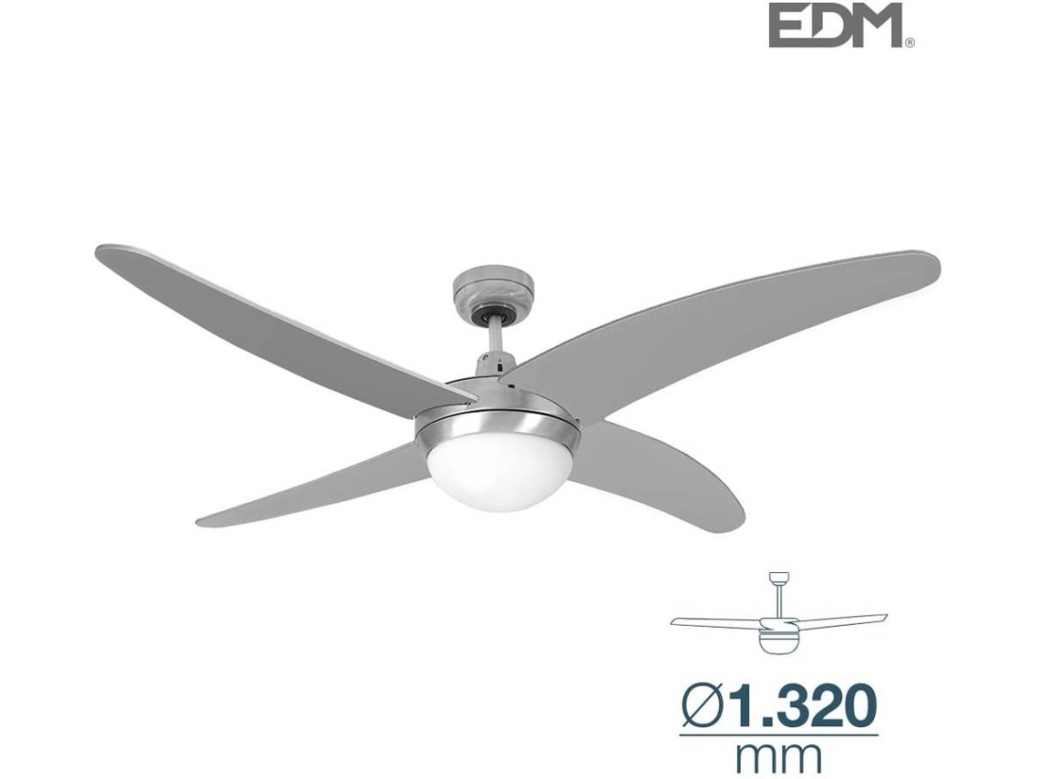 Ventilador de Techo EDM MODELO Caspio Plata/Níquel 60W 132 Cm