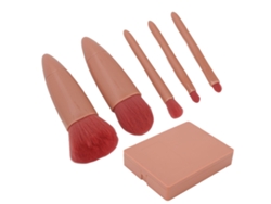 Set De 5 Brochas De Maquillaje Con Espejo - Kit Cosmético Portátil