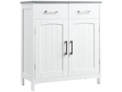 Armario de baño que ahorra espacio, armario de baño de MDF con 2 puertas, 2 cajones y estante ajustable, 68x33x76cm, blanco