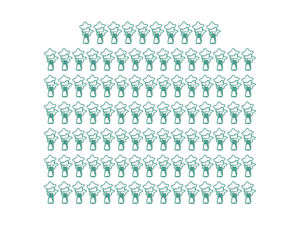 100 Pinzas De Carpeta Estrella Para Estudiantes Clips De Papel Metalosos Verdes