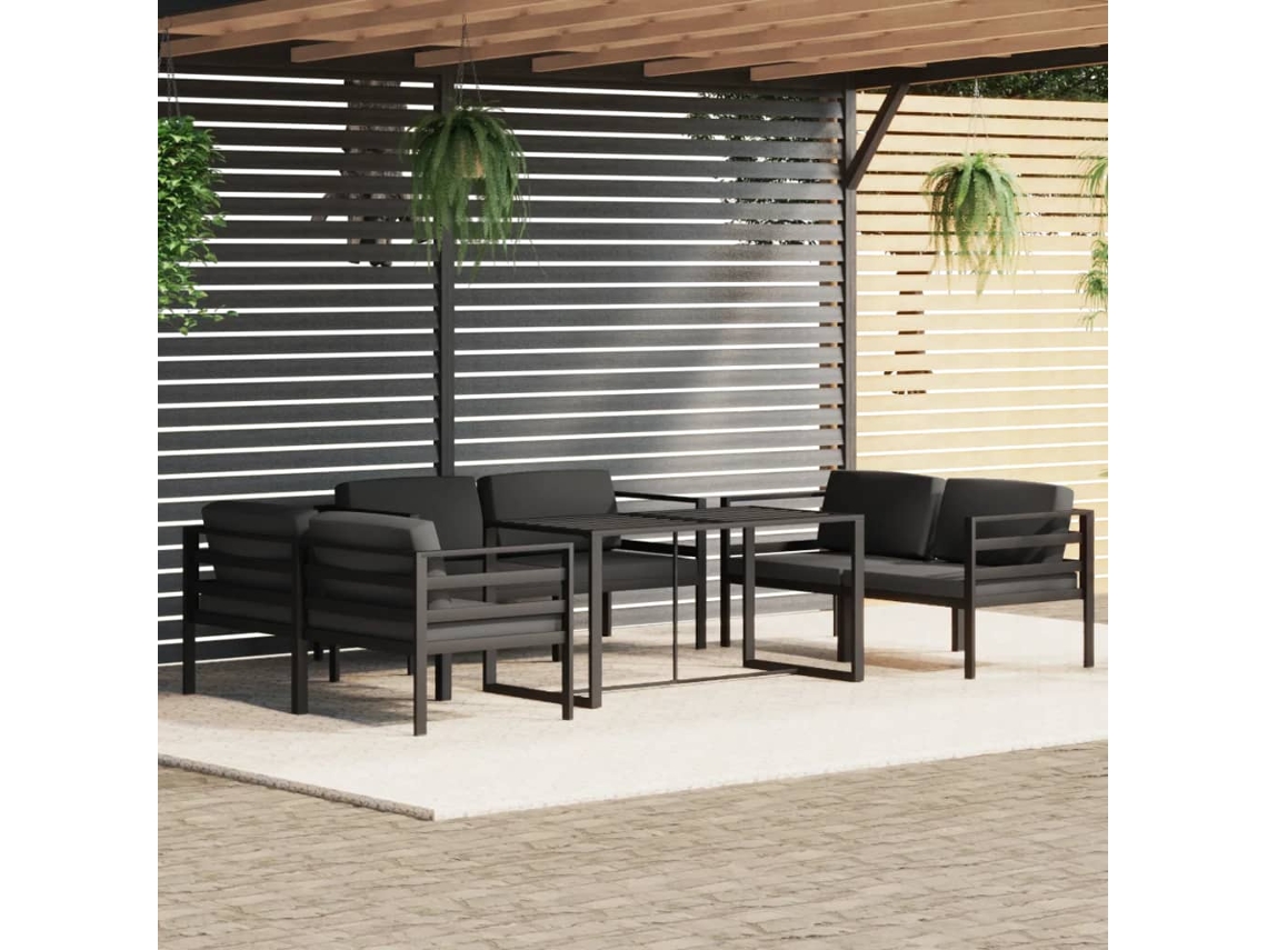 7 Piezas Conjunto Lounge Jardim Com Aluminio Antracita Dkd Home Decor